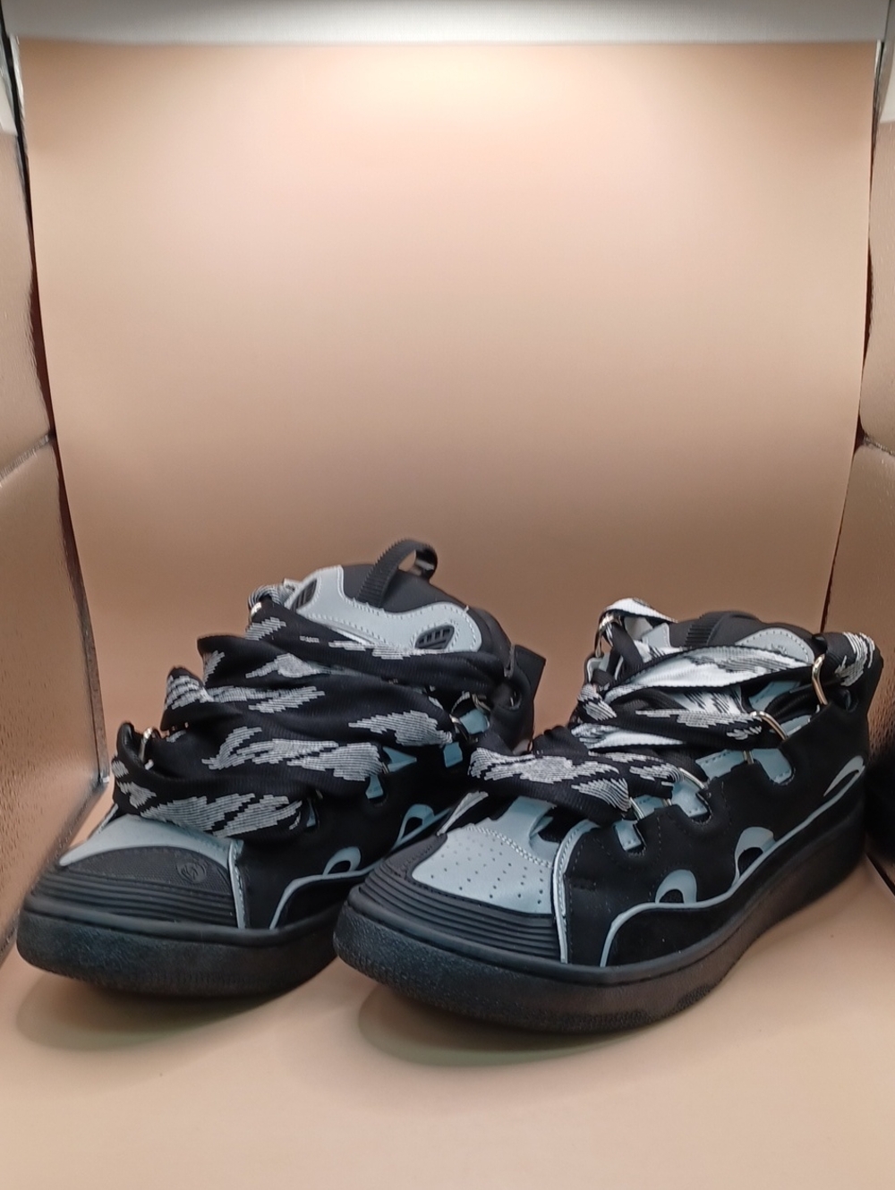 NWOB Lanvin Curb Mens 'Black Grey Reflective' Sneaker-Size 9 US (42 EU)